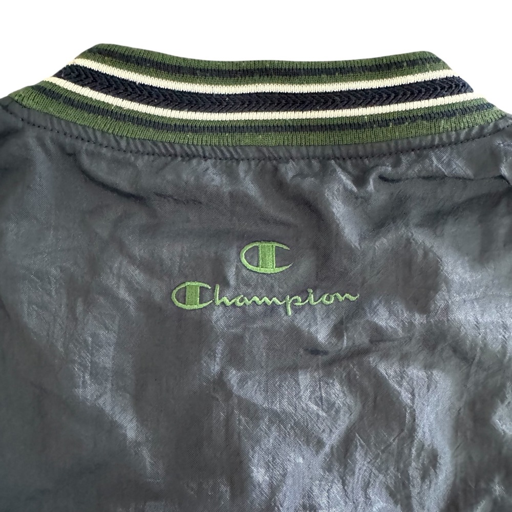 Vintage Champion Medium Navy Blue V-Neck Nylon Men's Pullover Windbreaker - Picture 11 of 13